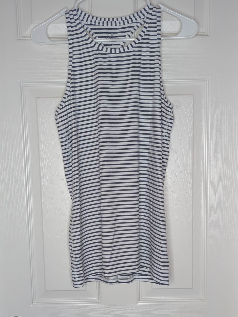 Athleta High Neck Chi Racerback Tank Top Stripe Navy White